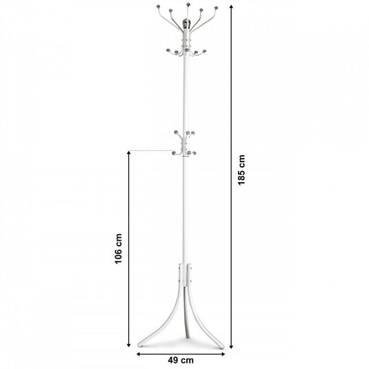 16 akasztós álló ruhafogas, fehér