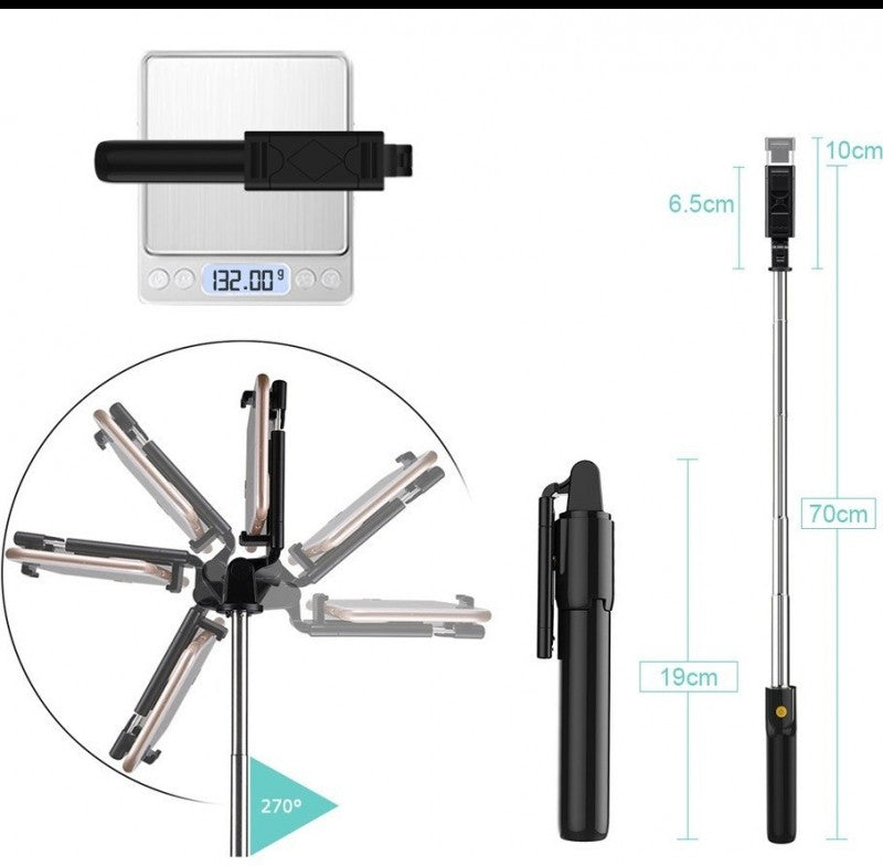 AF15 utángyártott prémium selfie bot, 19 - 70 cm, 270°-ban forgatható