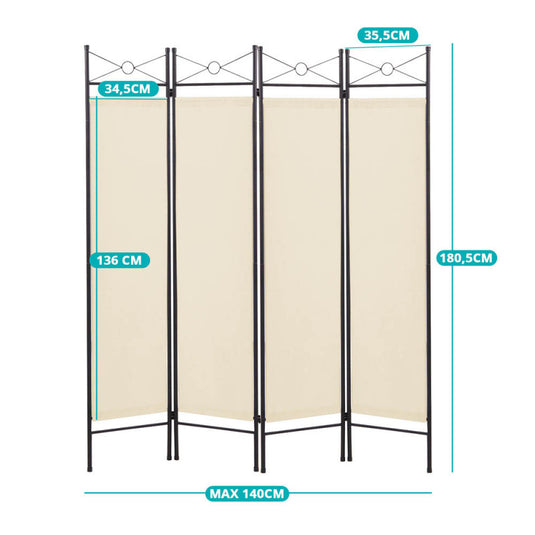 4 paneles térelválasztó paraván-bézs