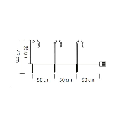Home CDY3LED világító cukorbot szett, kül- és beltéri kivitel, 3 db cukorbot vezetékkel összekötve, cukorbotonként 5 db melegfehér LED