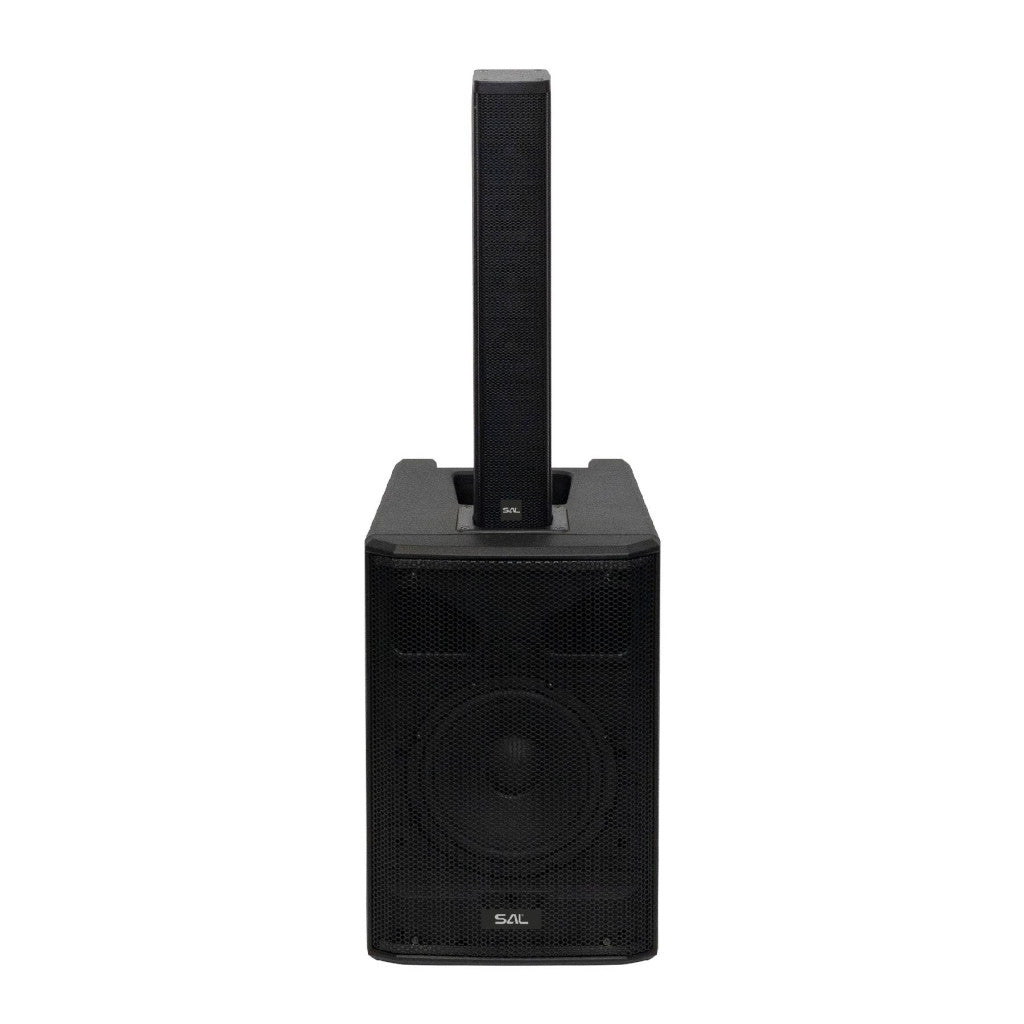 SAL PAS8W42S professzionális oszlopsugárzó hangrendszer, 20cm mélysugárzó, 4x2” szélessávú szatellit hangszóró, aktív zenekari hangdoboz, Bluetooth, állvány
