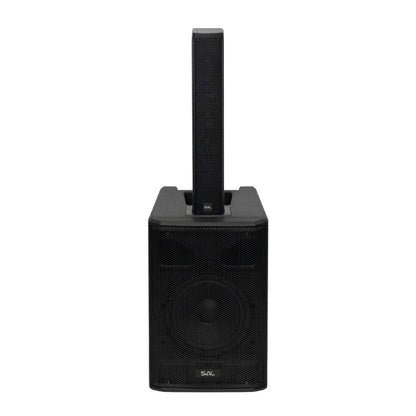 SAL PAS8W42S professzionális oszlopsugárzó hangrendszer, 20cm mélysugárzó, 4x2” szélessávú szatellit hangszóró, aktív zenekari hangdoboz, Bluetooth, állvány