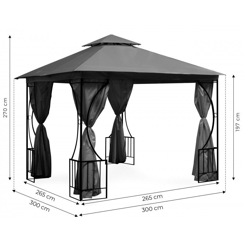 Kerti sátor pavilon 3x3m SZÜRKE