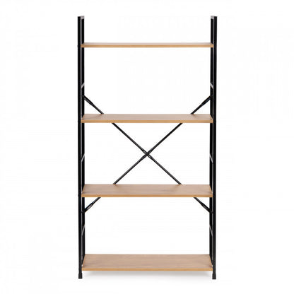 Modern széles fa könyvespolc 4 polccal LOFT