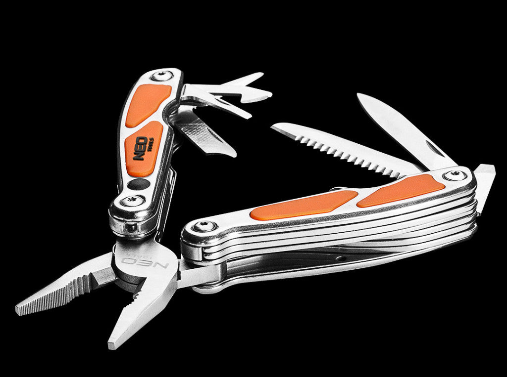 NEO TOOLS Multifunkciós szerszám, 10 funkció, beépített LED lámpa, nyitva/összecsukva: 105mm/75mm 01-027