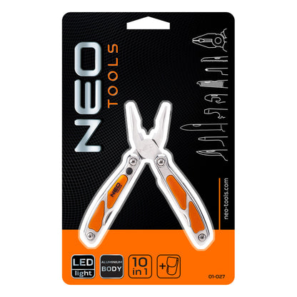 NEO TOOLS Multifunkciós szerszám, 10 funkció, beépített LED lámpa, nyitva/összecsukva: 105mm/75mm 01-027