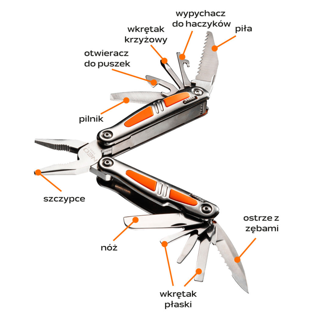 NEO TOOLS Multifunkciós szerszám, 11 funkció, súly 290 g, nyitott 150mm, összecsukott 100mm 01-028