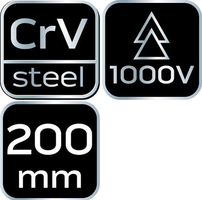 NEO TOOLS Kombinált fogó 1000V, szigetelt, 200MM(8"), CrV, polírozott 25 év garanciával 01-222