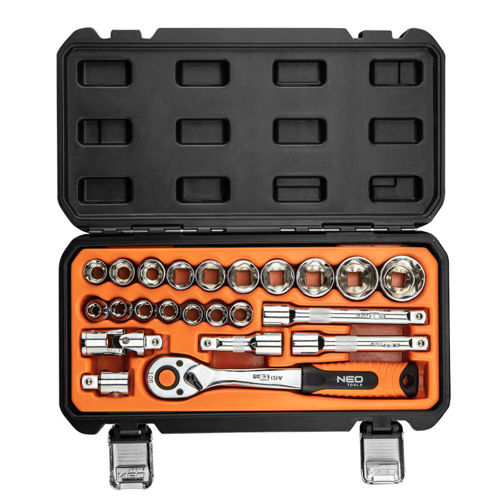 NEO TOOLS Dugókulcskészlet 1/2", 23db, 90 fogas racsni! 25 év garanciával 08-694