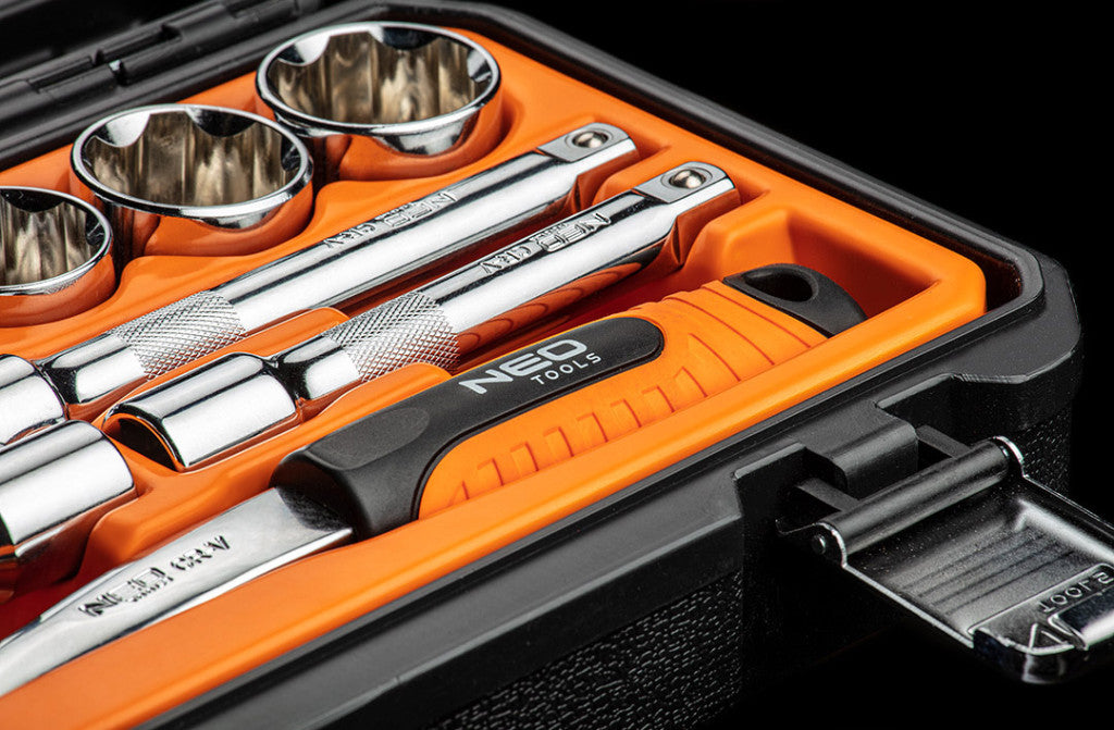 NEO TOOLS Dugókulcskészlet 1/2", 23db, 90 fogas racsni! 25 év garanciával 08-694