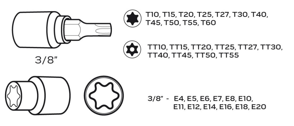 NEO TOOLS Torxbit és kulcskészlet 3/8", 34db 08-711