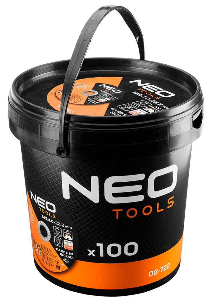NEO TOOLS Vágókorong, fémhez, 125x1x22,2mm, 41A 60 S BF INOX, 100db/cs 08-722