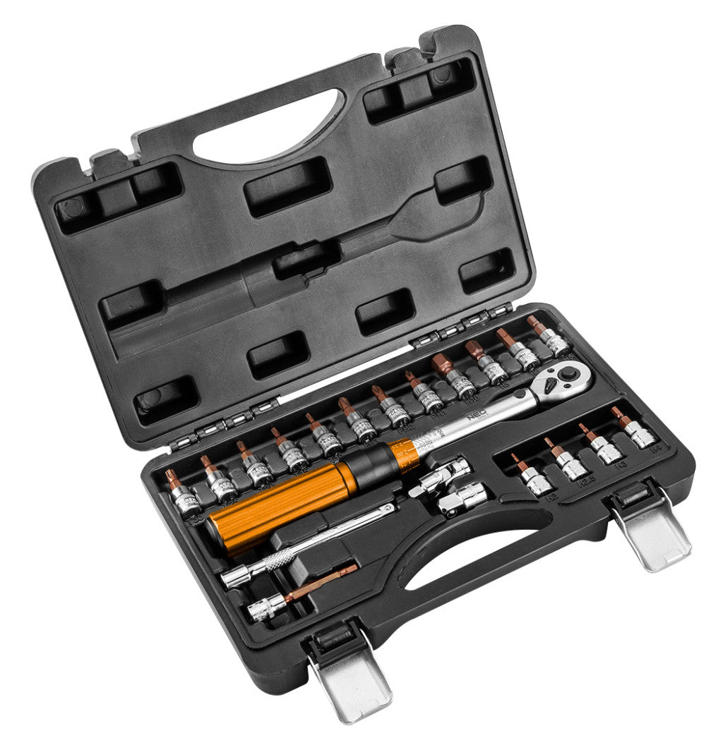 NEO TOOLS Nyomatékkulcs készlet 1/4", 5-25Nm, 21db 25 év garanciával 08-821