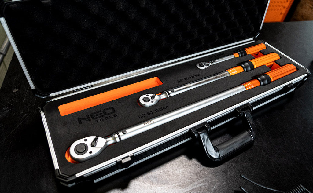 NEO TOOLS Nyomatékkulcs készlet, "double - click", 3db: 1/4"(5-25 Nm), 3/8"(20-100 Nm), 1/2"(65-350 Nm) 08-845