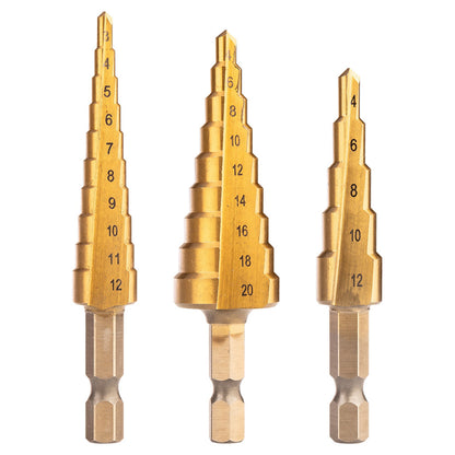 NEO TOOLS Lépcsős fúrókészlet, 3db-os, HSS-Titán, 3-20mm, hatszög szárral 08-948