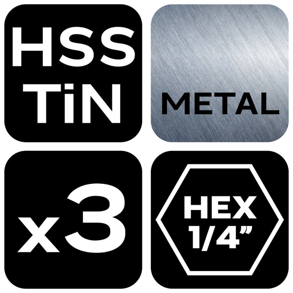 NEO TOOLS Lépcsős fúrókészlet, 3db-os, HSS-Titán, 3-20mm, hatszög szárral 08-948