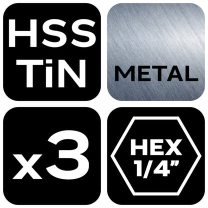 NEO TOOLS Lépcsős fúrókészlet, 3db-os, HSS-Titán, 3-20mm, hatszög szárral 08-948