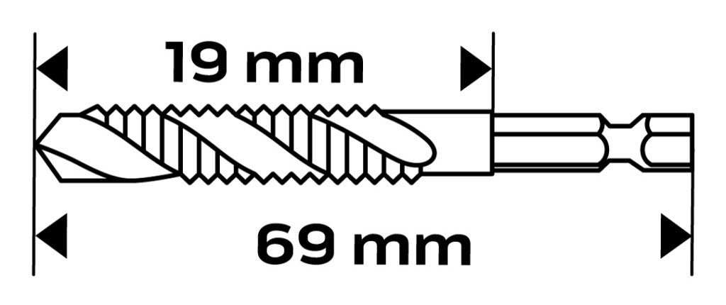 NEO TOOLS Gépi menetfúró, 2az1ben előfúró éllel, HSS-Titán, M8X1,25mm, hatszög szárral 08-954