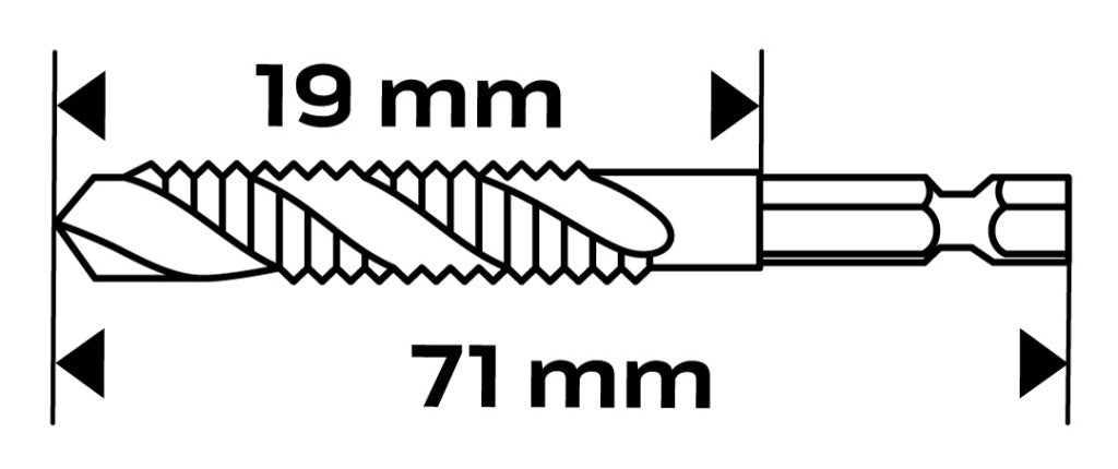 NEO TOOLS Gépi menetfúró, 2az1ben előfúró éllel, HSS-Titán, M10X1,5mm, hatszög szárral 08-956