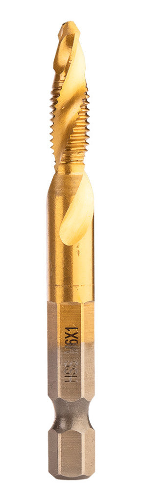 NEO TOOLS Gépi menetfúró készlet, 2az1ben előfúró éllel, HSS-Titán, M3-M10, 6db, hatszög szárral 08-959