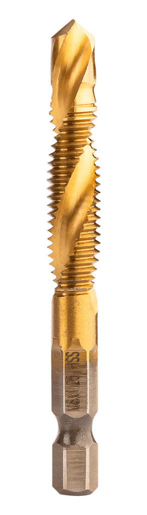 NEO TOOLS Gépi menetfúró készlet, 2az1ben előfúró éllel, HSS-Titán, M3-M10, 6db, hatszög szárral 08-959
