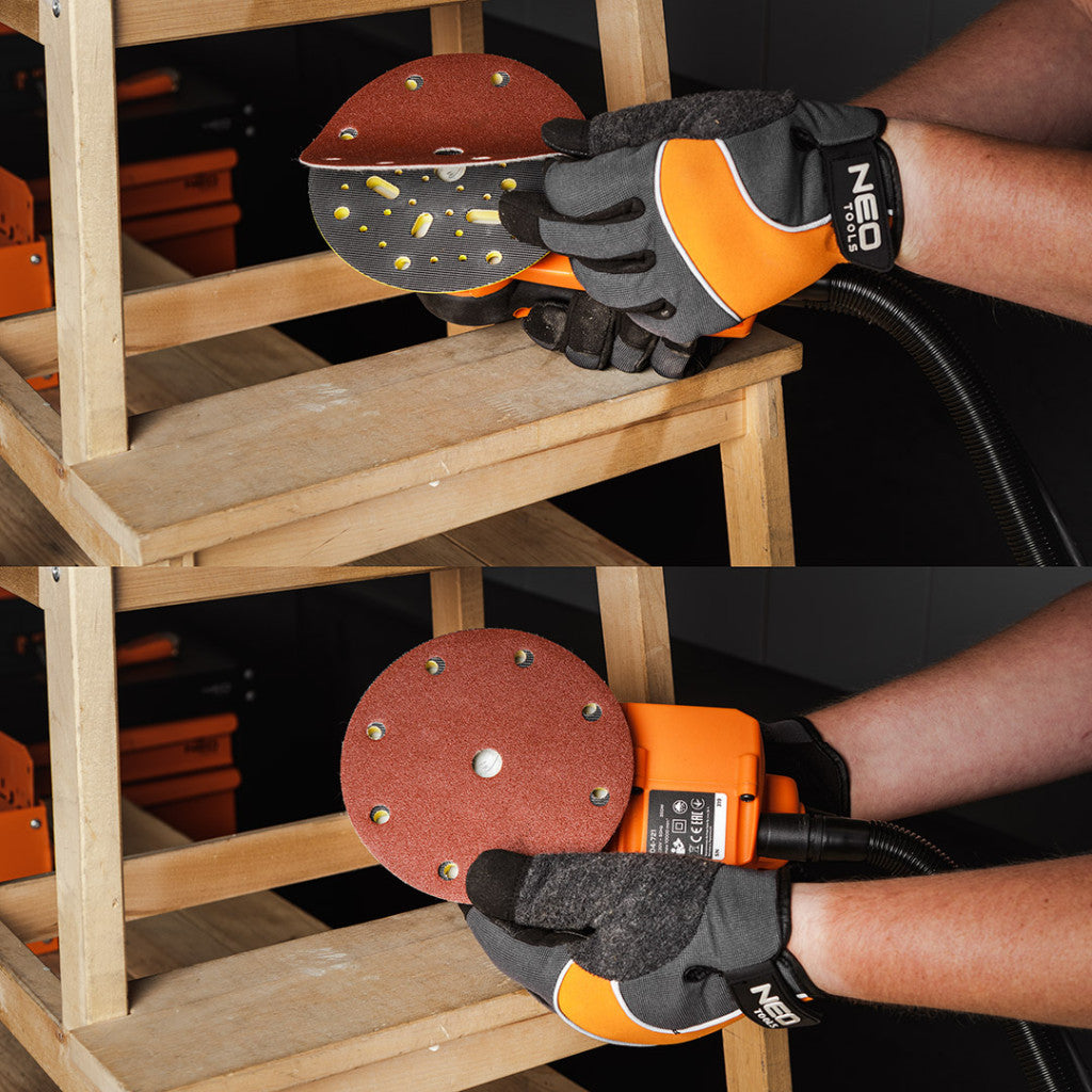 NEO TOOLS Csiszolókorong tépőzáras 150mm, P80, 9 lyukkal, 5db, 04-721-hez 08-992