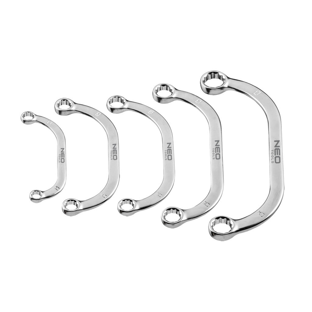 NEO TOOLS CSILLAGKULCS KÉSZLET HAJLÍTOTT 5 RÉSZES 9-12 13-15 14-17 16-18 19-22MM 25 év garanciával 09-176