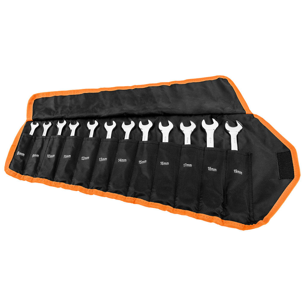 NEO TOOLS Racsnis csillag-villáskulcs készlet 12db, 8-19mm 25 év garanciával 09-345