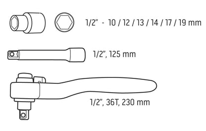 NEO TOOLS Dugókulcskészlet, 1/2", 1000V, szigetelt 8db 01-307