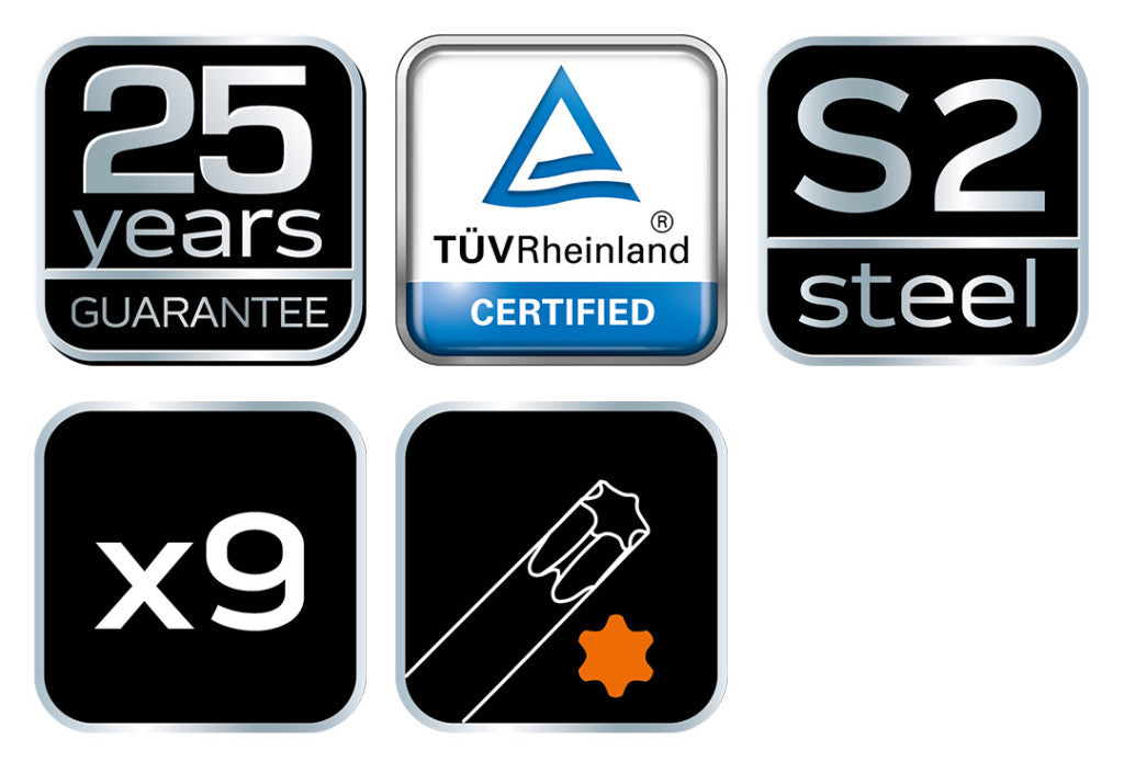 NEO TOOLS Torxkulcs készlet, T10-T50, 9db, színes, lyukas 25 év garanciával 09-518