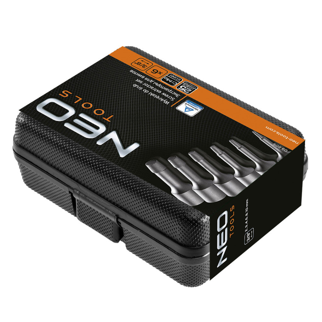 NEO TOOLS Törtcsavar-kihajtó készlet 3/8" 6db, 2-10mm (M5-M20) 25 év garanciával 09-605