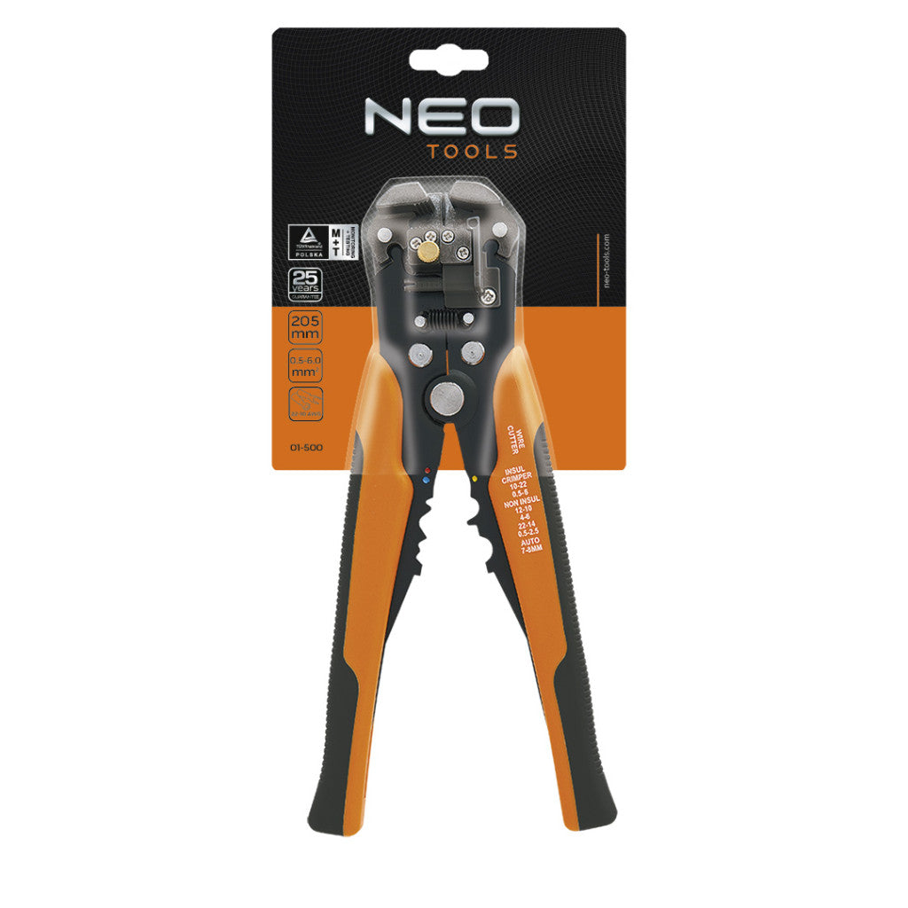 NEO TOOLS Kábelcsupaszító fogó 205MM, autómata 25 év garanciával 01-500