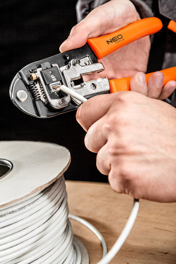 NEO TOOLS Krimpelő-, kábelsarufogó 4P 6P 8P 25 év garanciával 01-501