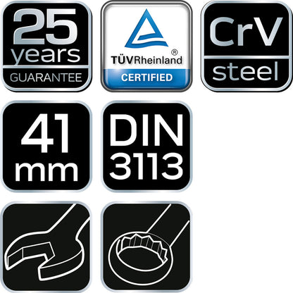 NEO TOOLS Csillag-villáskulcs 41x460mm CrV, DIN 3113 25 év garanciával 09-741