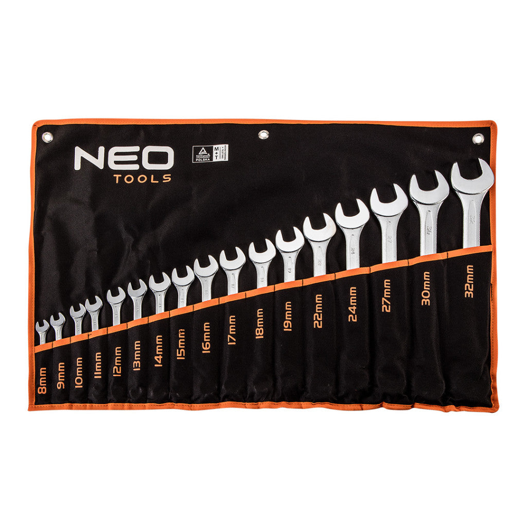 NEO TOOLS Csillag-villáskulcs készlet 8-32mm, 17db 25 év garanciával 09-753