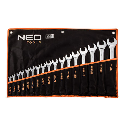 NEO TOOLS Csillag-villáskulcs készlet 8-32mm, 17db 25 év garanciával 09-753