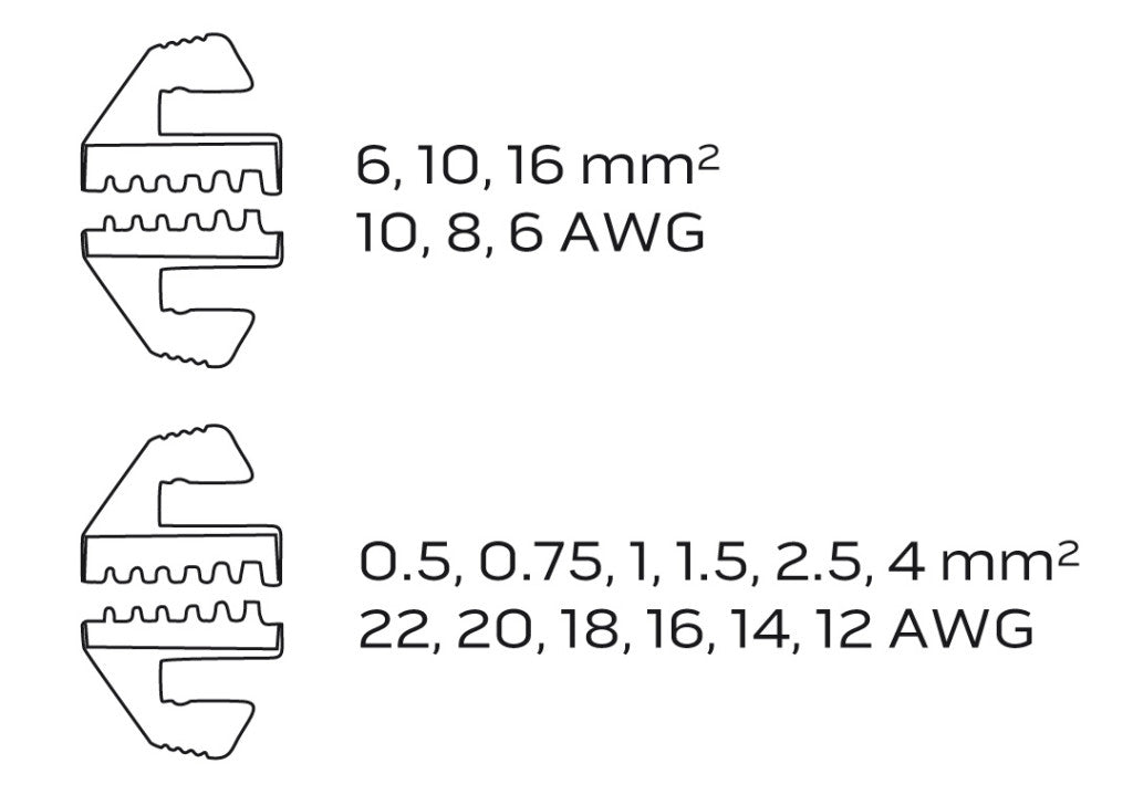 NEO TOOLS Krimpelő-, érvéghüvelyfogó, 0.5-16 mm2 (22-6 AWG) 25 év garanciával 01-506
