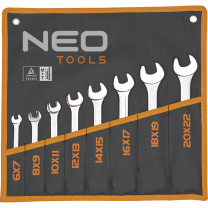 NEO TOOLS VILLÁSKULCS KÉSZLET 8db, 8-22MM, DIN3110 25 év garanciával 09-851