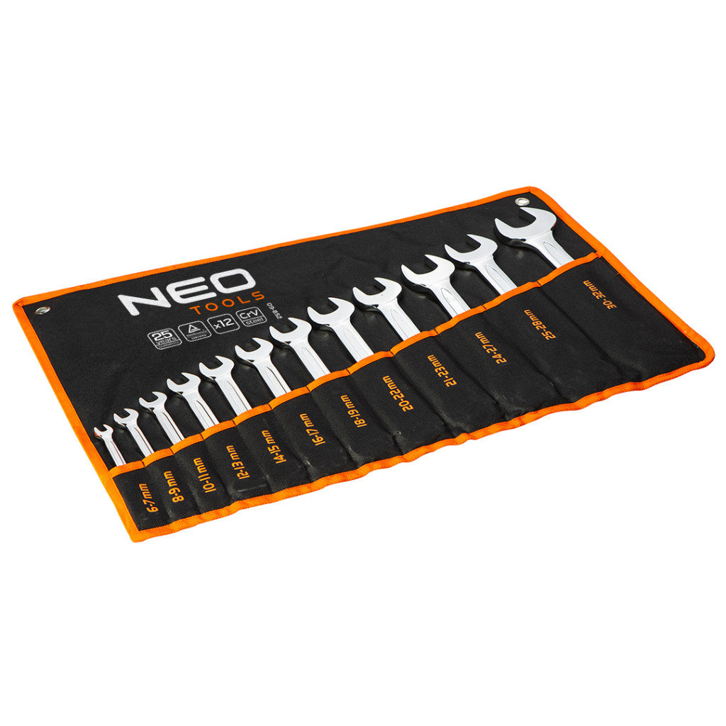 NEO TOOLS VILLÁSKULCS KÉSZLET 6-32MM 12db 25 év garanciával 09-852