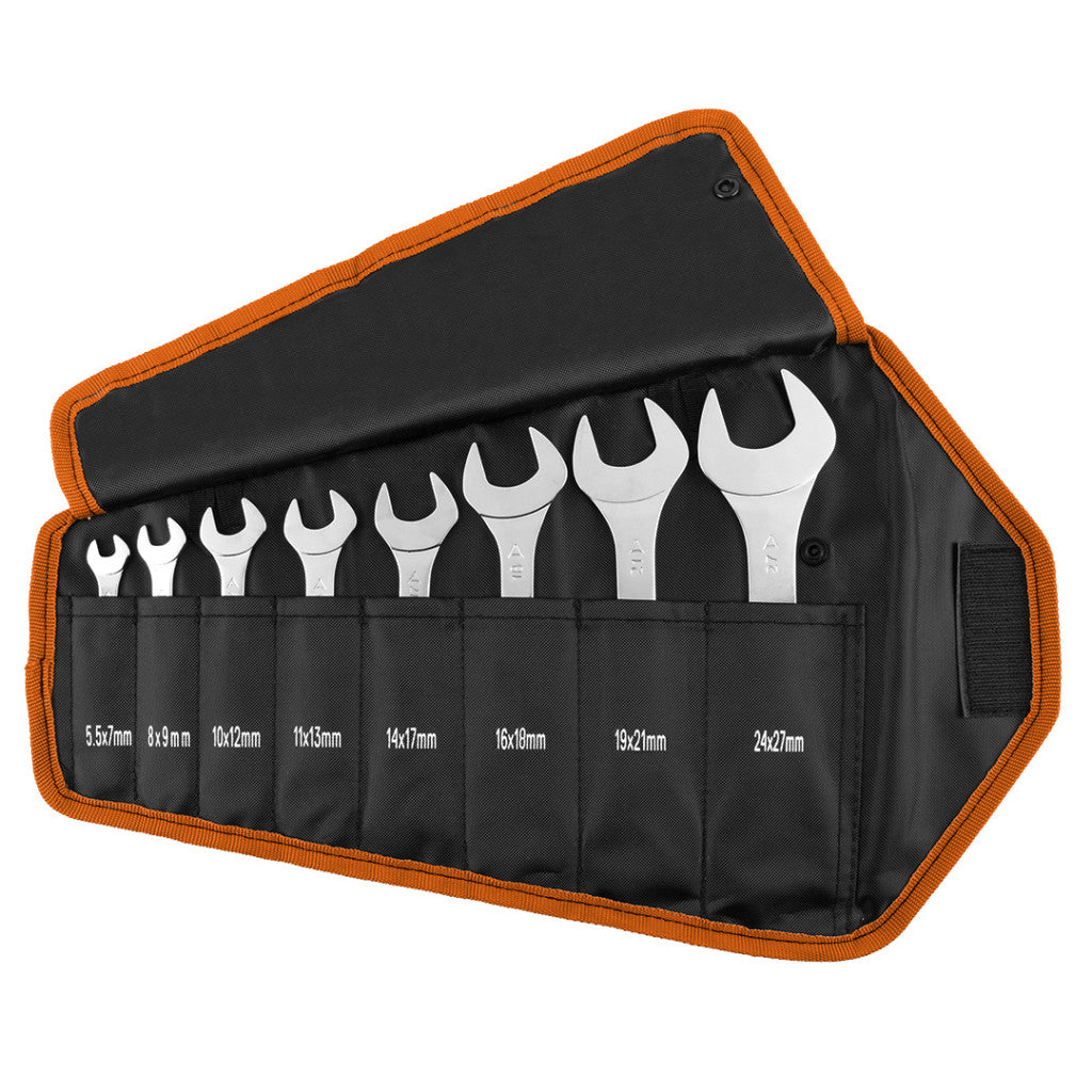 NEO TOOLS Villáskulcs készlet 8db, 5.5 - 27mm, szuper vékony kivitel, összehajtható tokban 25 év garanciával 09-860