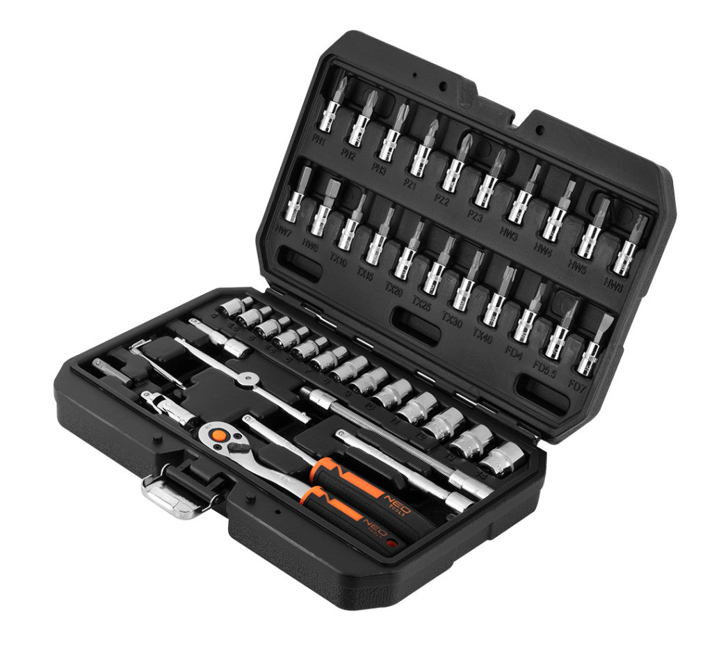 NEO TOOLS Dugókulcskészlet 1/4", 46db 25 év garanciával 10-004