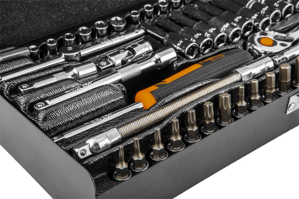 NEO TOOLS Dugókulcskészlet + bitkészlet 1/4" 63db 25 év garanciával 10-008