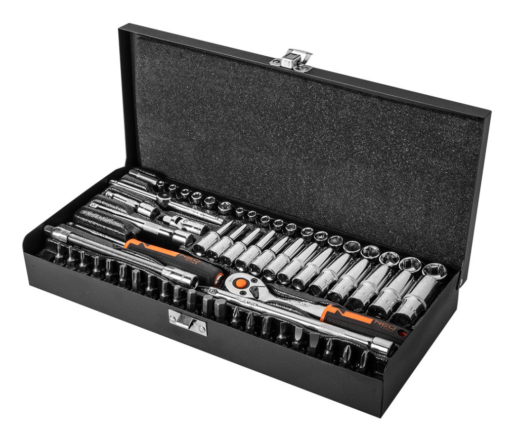 NEO TOOLS Dugókulcskészlet + bitkészlet 1/4" 63db 25 év garanciával 10-008
