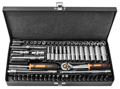 NEO TOOLS Dugókulcskészlet + bitkészlet 1/4" 63db 25 év garanciával 10-008