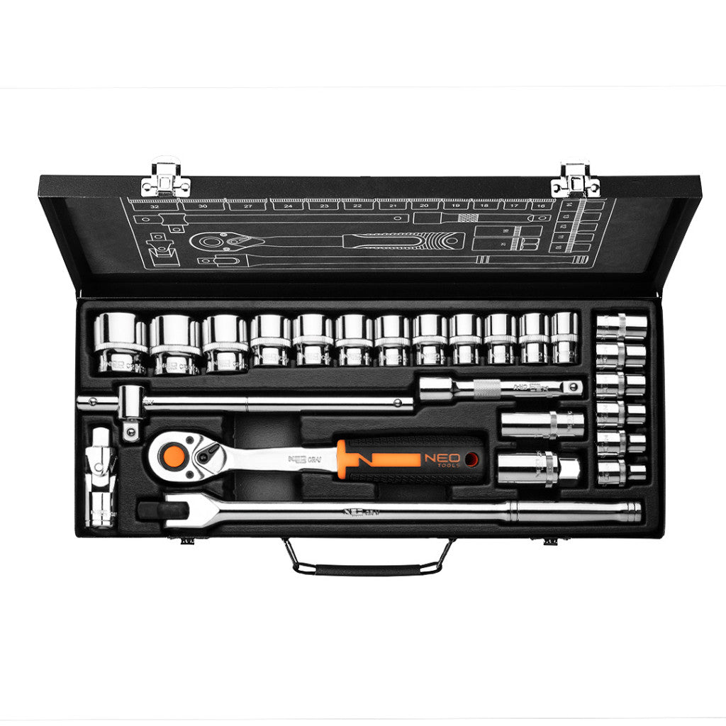 NEO TOOLS Dugókulcskészlet 1/2", 25db 25 év garanciával 10-036
