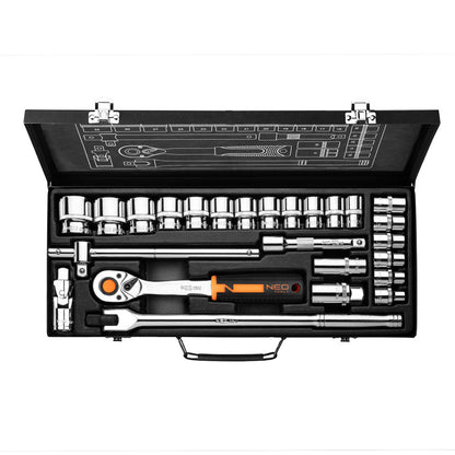 NEO TOOLS Dugókulcskészlet 1/2", 25db 25 év garanciával 10-036