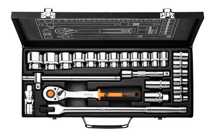 NEO TOOLS Dugókulcskészlet 1/2", 25db 25 év garanciával 10-036