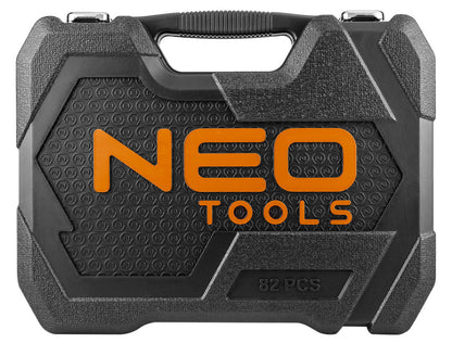 NEO TOOLS Dugókulcskészlet + szerszámkészlet 1/2", 1/4", 82db, ECO 25 év garanciával 10-058