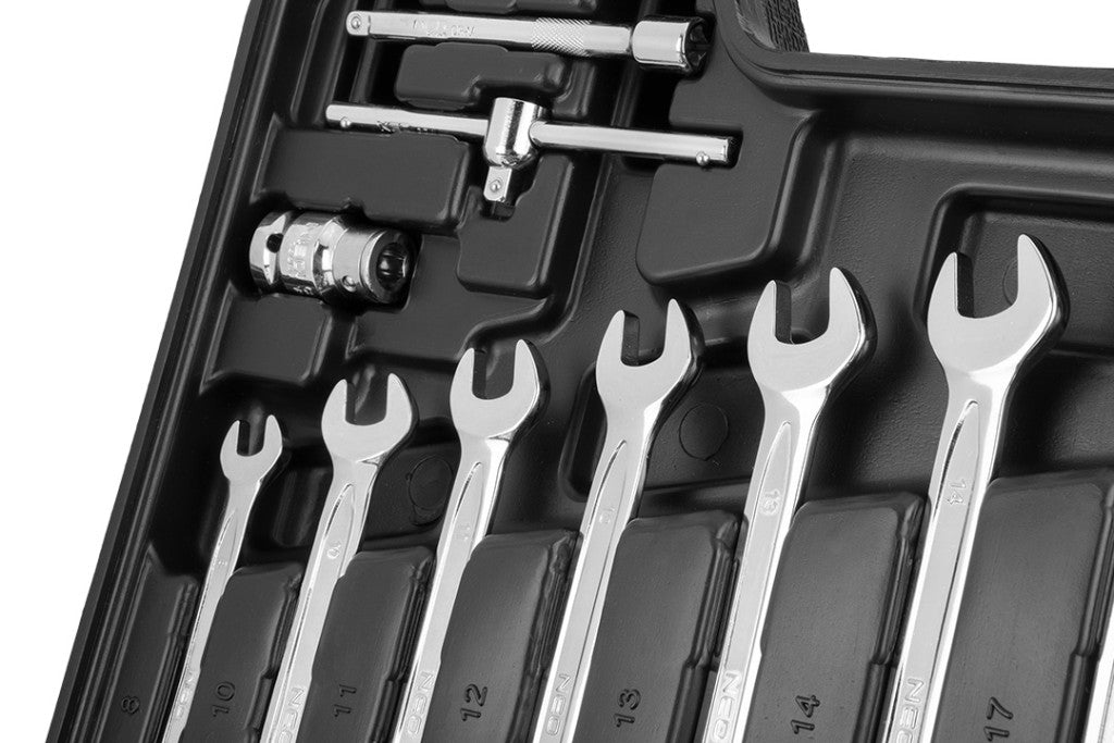 NEO TOOLS Dugókulcskészlet + szerszámkészlet 1/2", 1/4", 82db, ECO 25 év garanciával 10-058