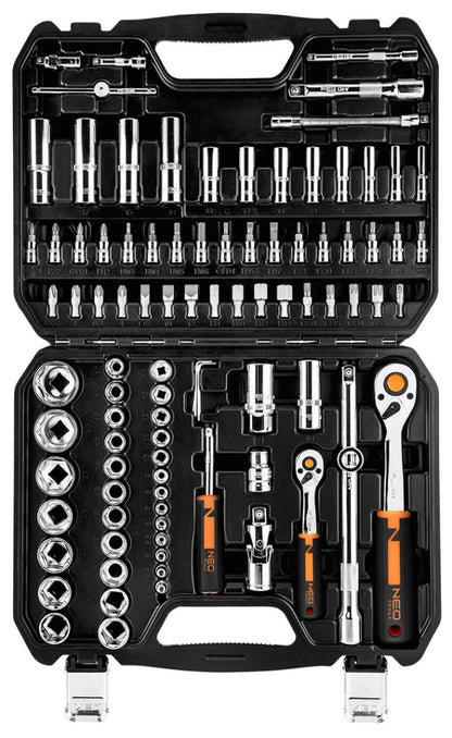 NEO TOOLS Dugókulcskészlet + bitkészlet 1/4", 1/2", 94db 25 év garanciával 10-062